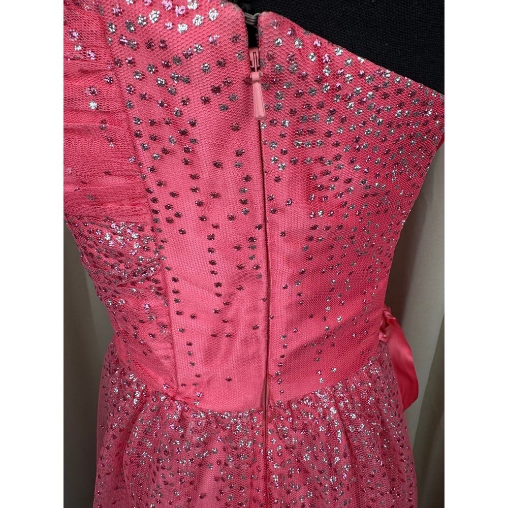 Vintage Y2K Jessica McClintock for Gunne Sax Pink Glitter Corset Prom Maxi Dress - Picture 5 of 11